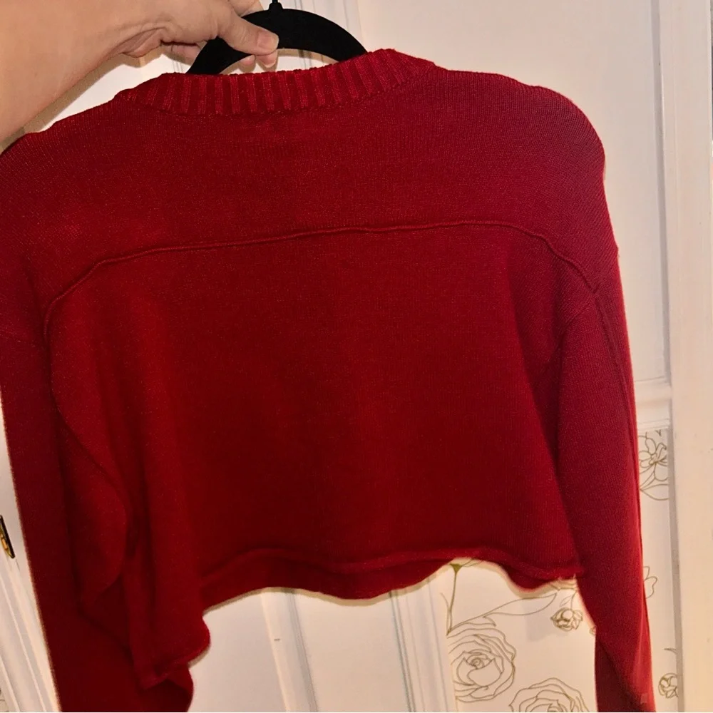 Red Cropped Sweater with 87 jersey sooo cute small Travis Kelsey